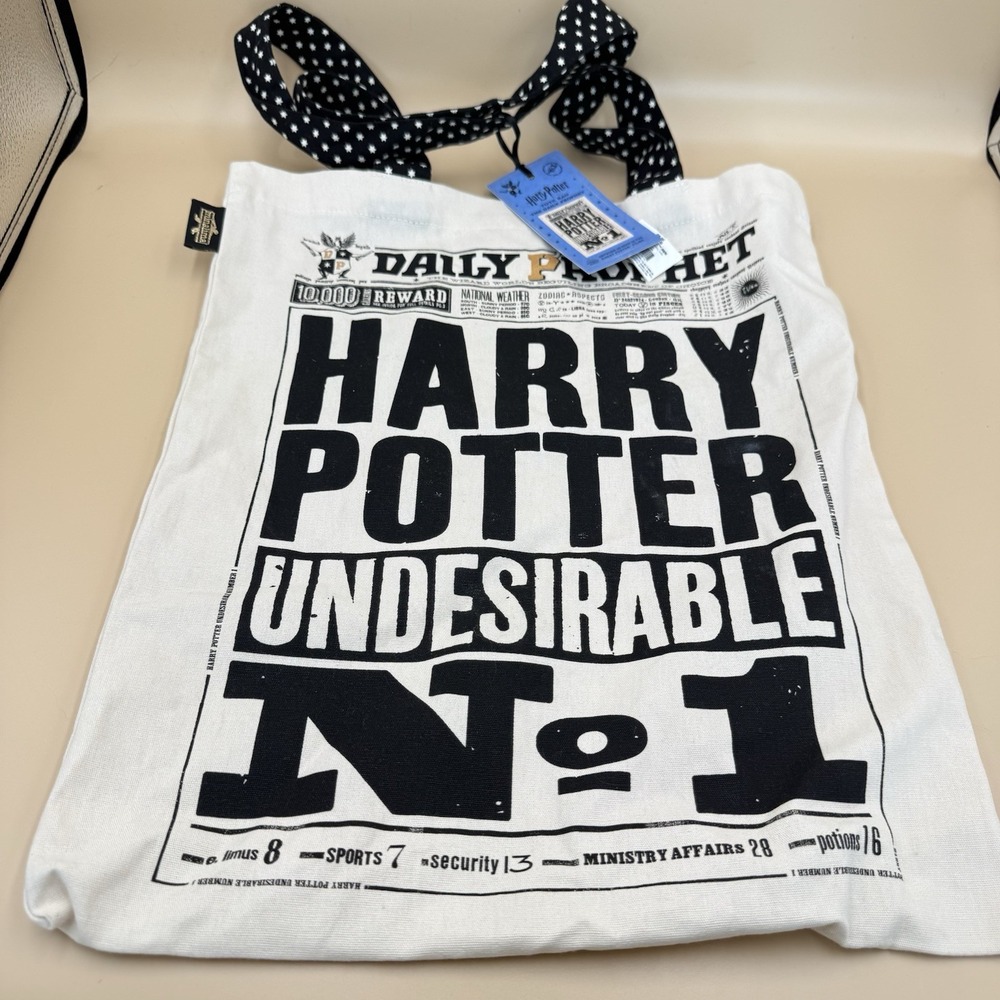 Harry Potter Daily Prophet Tote Bag Undesirable No 1 MinaLima Canvas Cream NWT